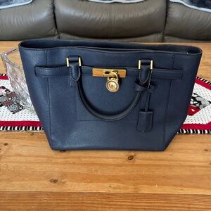 MICHAEL Michael Kors Hamilton Traveler Navy Leather  Tote Bag. NWT